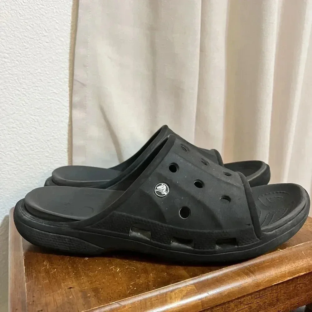 Crocs Classic Slides Baya II Comfort Black Mens 12 Womens 14‎ Non Slip Grunge